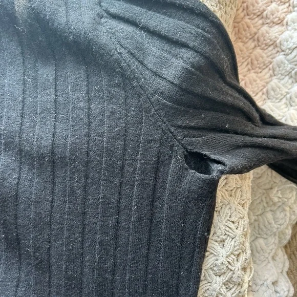 Sezane Black Ribbed Mini Sweater Gabriella Dress - Picture 3 of 5